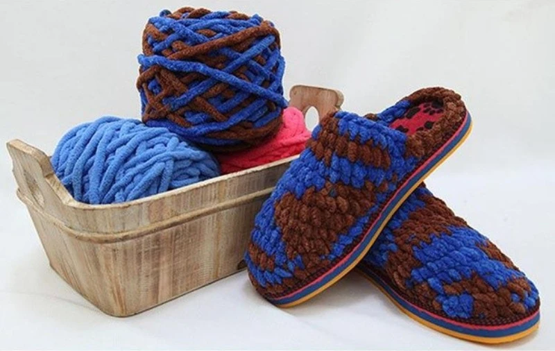 100g 1 Stück Samt Handstrickgarn Polyester Häkelgarn Strickschal Slipper Hut Linie Kissen Puppenhausschuhe Fäden 50m1968in – Detail 6
