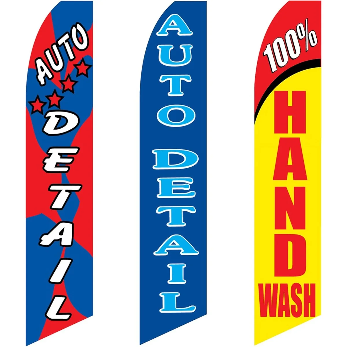 3pcs Welcome Car Wash Flags Auto Detail Shop Hand Wash Outdoor Advertising Banner Signs