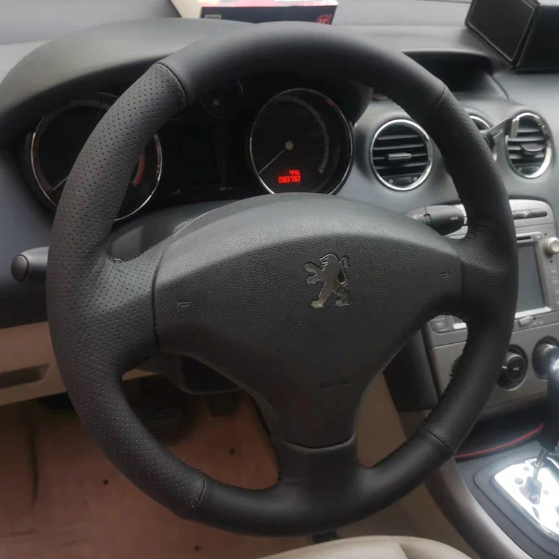 Capa de volante de carro personalizada, couro de microfibra 100% adequado para peugeot 308 velho peugeot 408, acessórios para carro, envoltório de direção