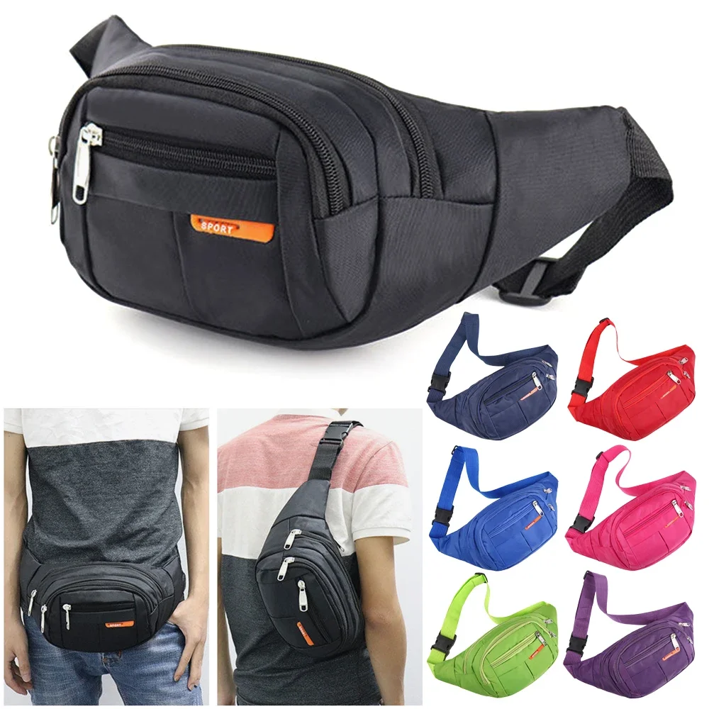 Bolsa impermeável para cintura esportiva para homens e mulheres, bolsa mensageiro de um ombro, bolsa no peito, mesma lona casual, ao ar livre, nova