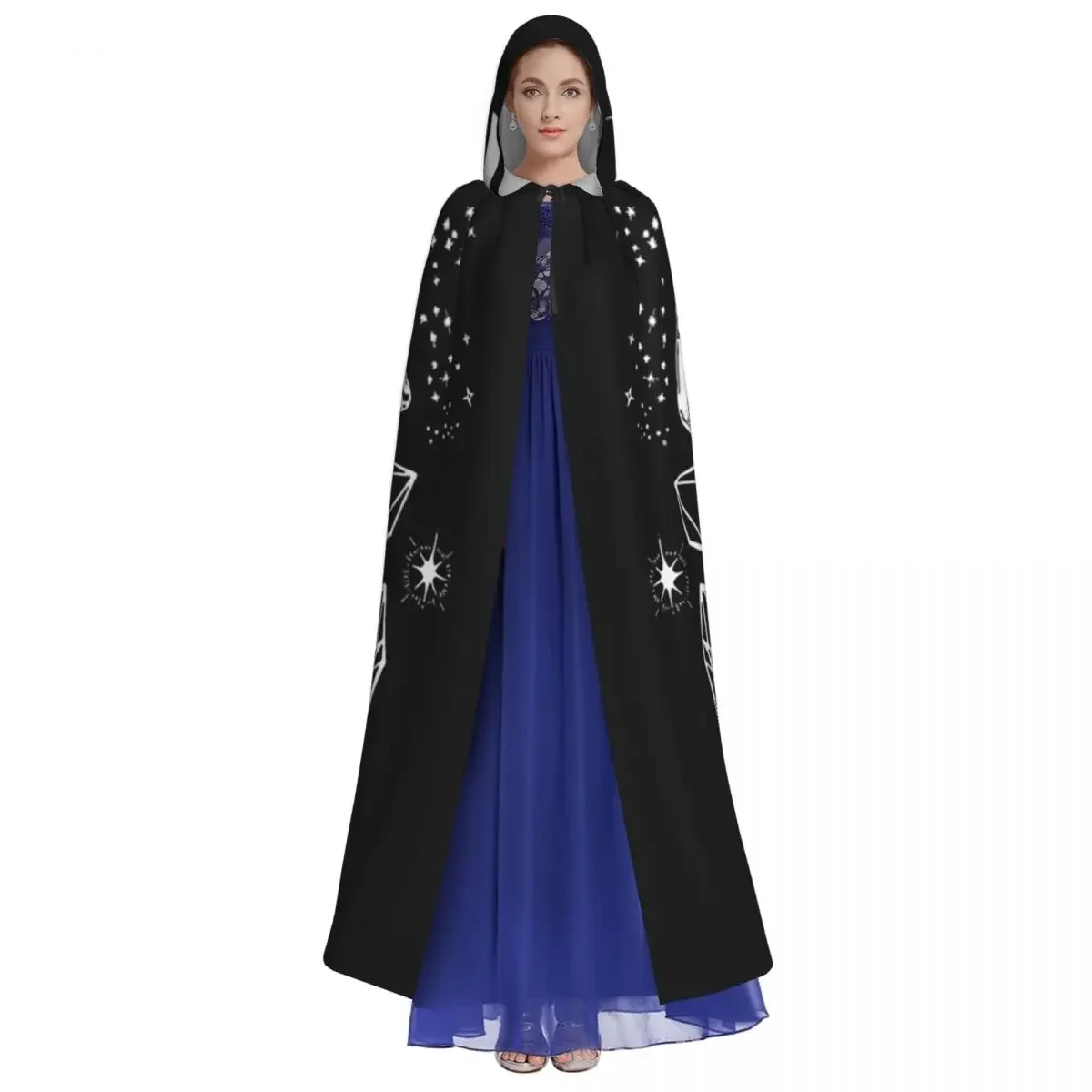 คริสตัล Moon ยาวเสื้อคลุมแม่มดยุคกลางเครื่องแต่งกาย COSPLAY Cape HalloweenCoat ผู้ใหญ่ Unisex
