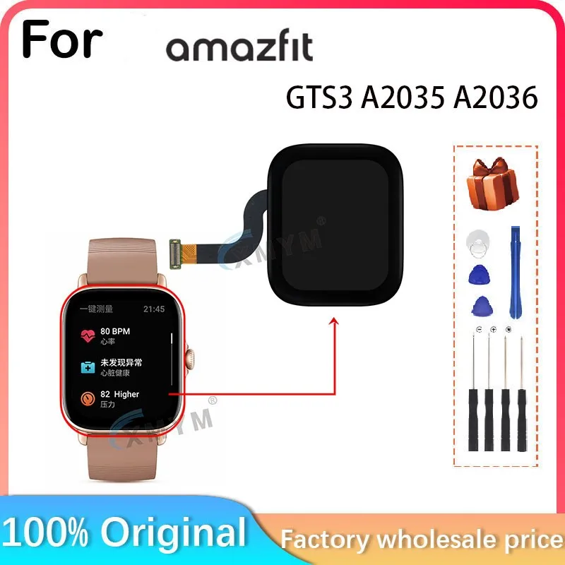 For Huami Amazfit GTS 3 A2035 A2036 Smart Watch LCD Display + Touch Panel Digitizer For Amazfit GTS 3 A2035 A2036 Amoled Display