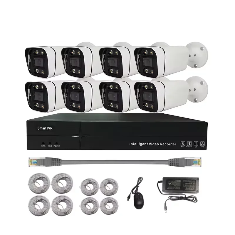 야외 CCTV 카메라 시스템, 8ch 네트워크 카메라 키트, 홈 보안 AHD POE NVR 키트, 4mp