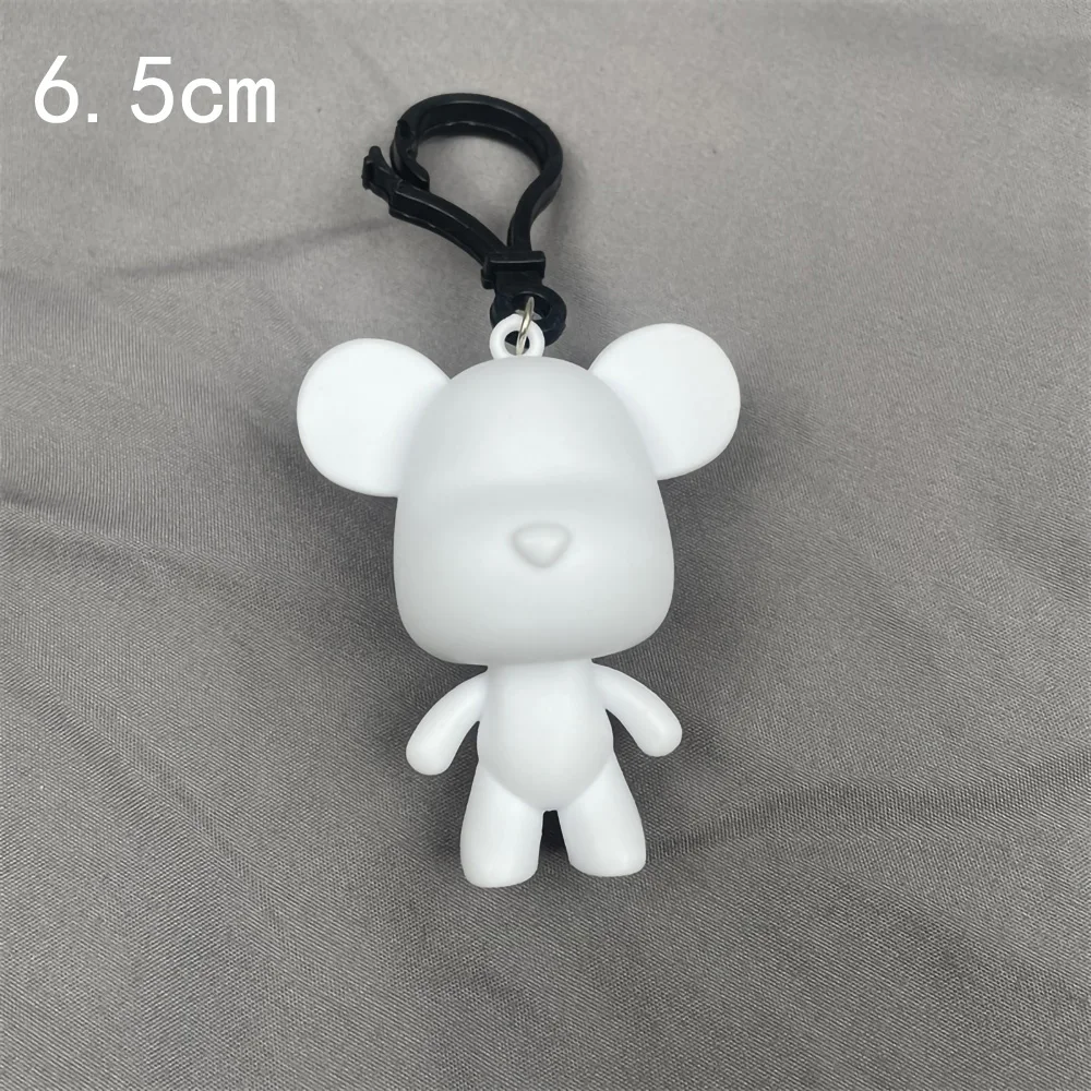 Key Rings Fluid Bear DIY Handmade Painting Violent Bear Sculpture White Mold Doll Figurine Toys Animal Bear Home Decor Ornaments