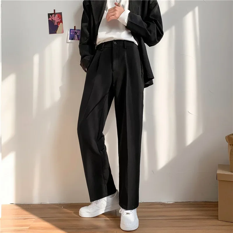 MRMT 2025 Brand New Men's Drop-Feeling Small Trousers Male Korean Style Loose Straight Wide-Leg Suit Casual Trousers