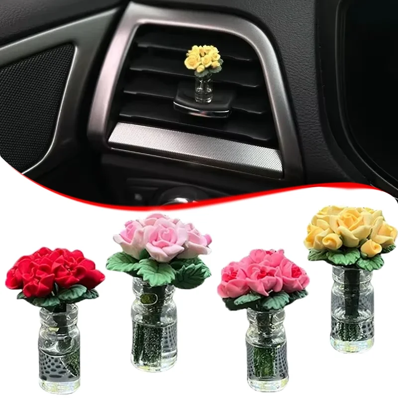 

Car Mini Rose Interior High Quality Cute Creative Cars Center Console Decoration Best Christmas Gift Auto Accessories