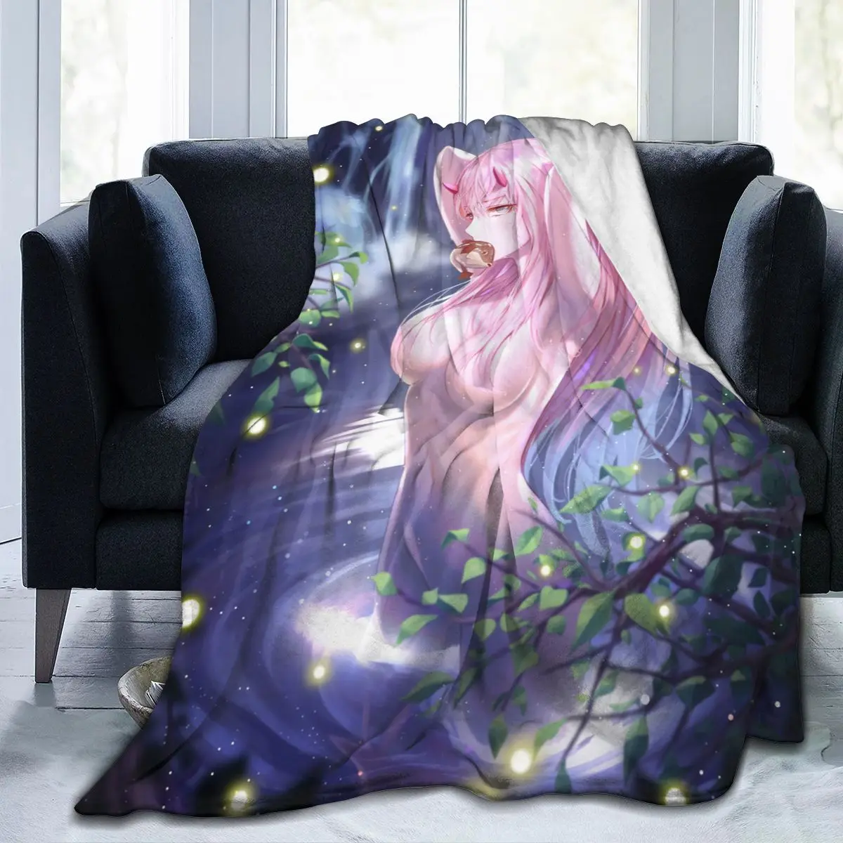 

Darling In The FRANXX Zero Two All Season Fleece Blanket Throw Ultra Soft Flannel Blanket Digital Printed Premium Fluffy Fleece