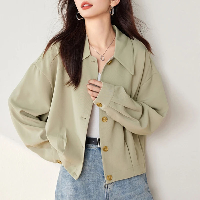 

Autumn Women Coat 2024 New Korean Fashionable Jackets for Women Loose Solid Woman Clothes Slim Long Sleeves Button Jacket Women