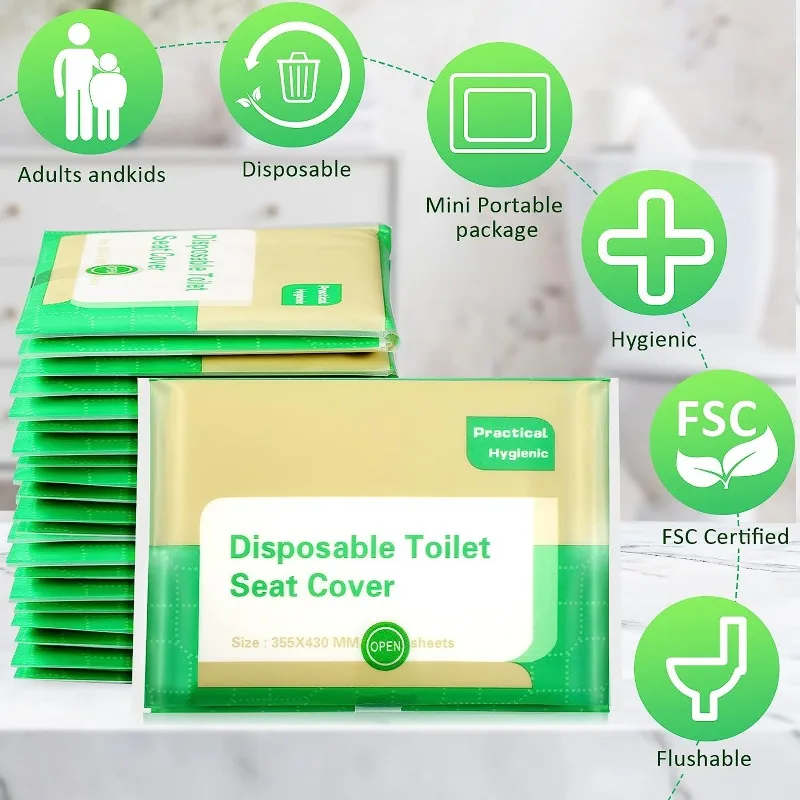 Disposable Toilet Seat Cover Portable Travel Camping Hotel Bathroom Toilet Mat Pads Degradable Soluble Water Toilet Covers Paper