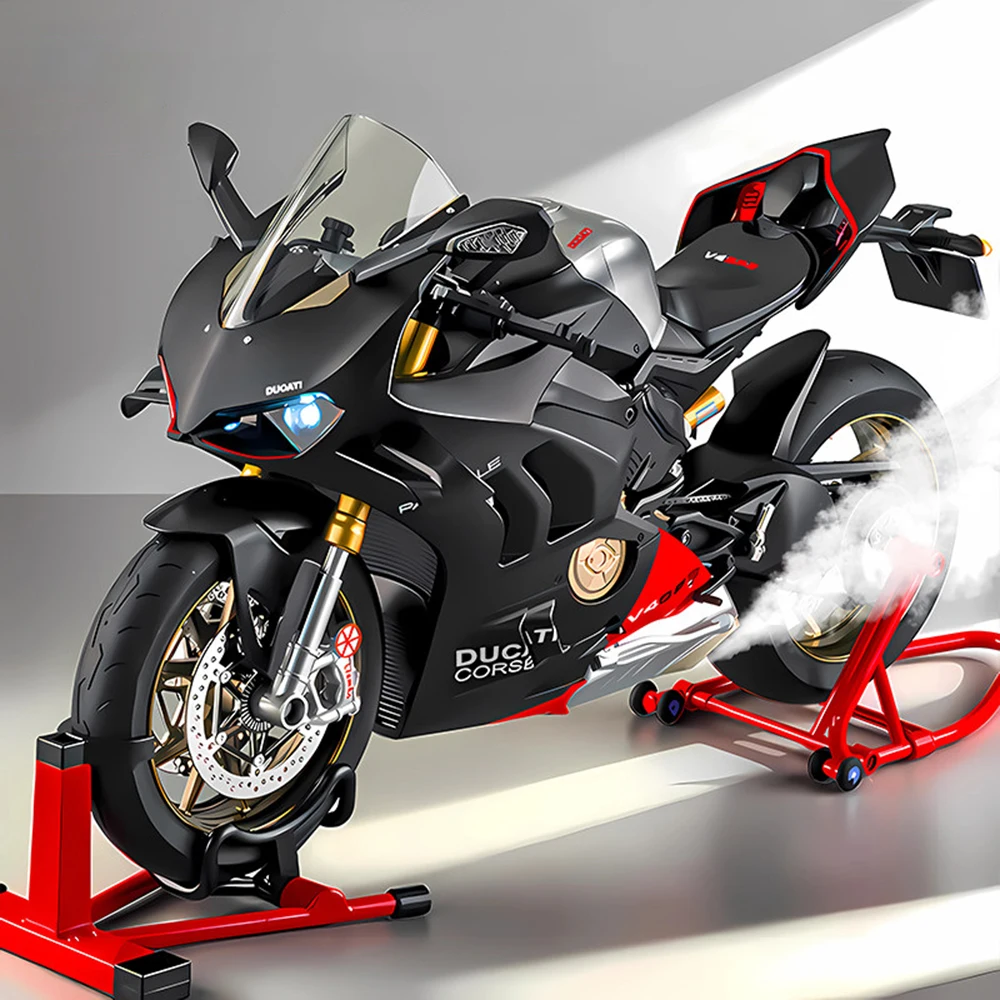 حجم كبير 1:6 V4S V4SP2 لعبة دراجة نارية نموذج سيارة الجسم المعدني المطاط الإطارات المحرك المنقولة ترايبود Startable نماذج الاطفال جمع