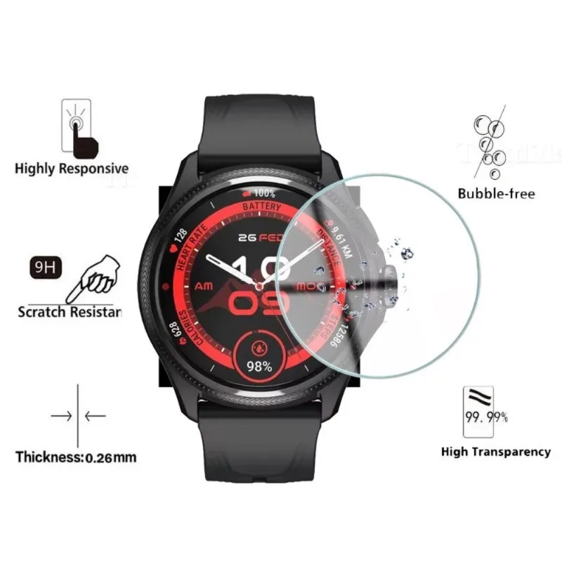 طبقة من الزجاج المقسى الفاخر لشاشة الساعة الذكية TicWatch Atlas Pro 5 Enduro المضادة للخدش