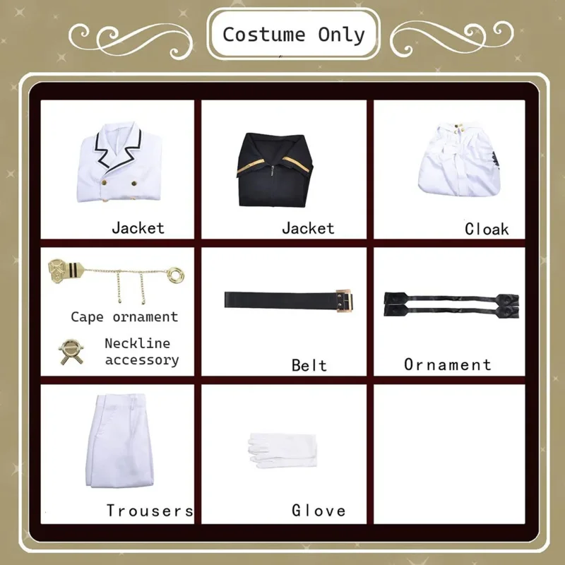 ميكايلا هياكويا تأثيري أنيمي ساروف من نهاية تأثيري حلي حفلة الهالوين عباءة بيضاء خندق معطف السراويل قفازات شعر مستعار JQ4767