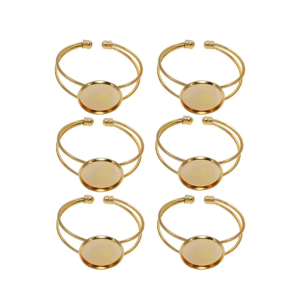 

6pcs Copper Bracelet Base Hoop Chains Bangle Bezel Blank Oval Pendant DIY Jewelry Making Supplies HandmadeCopper
