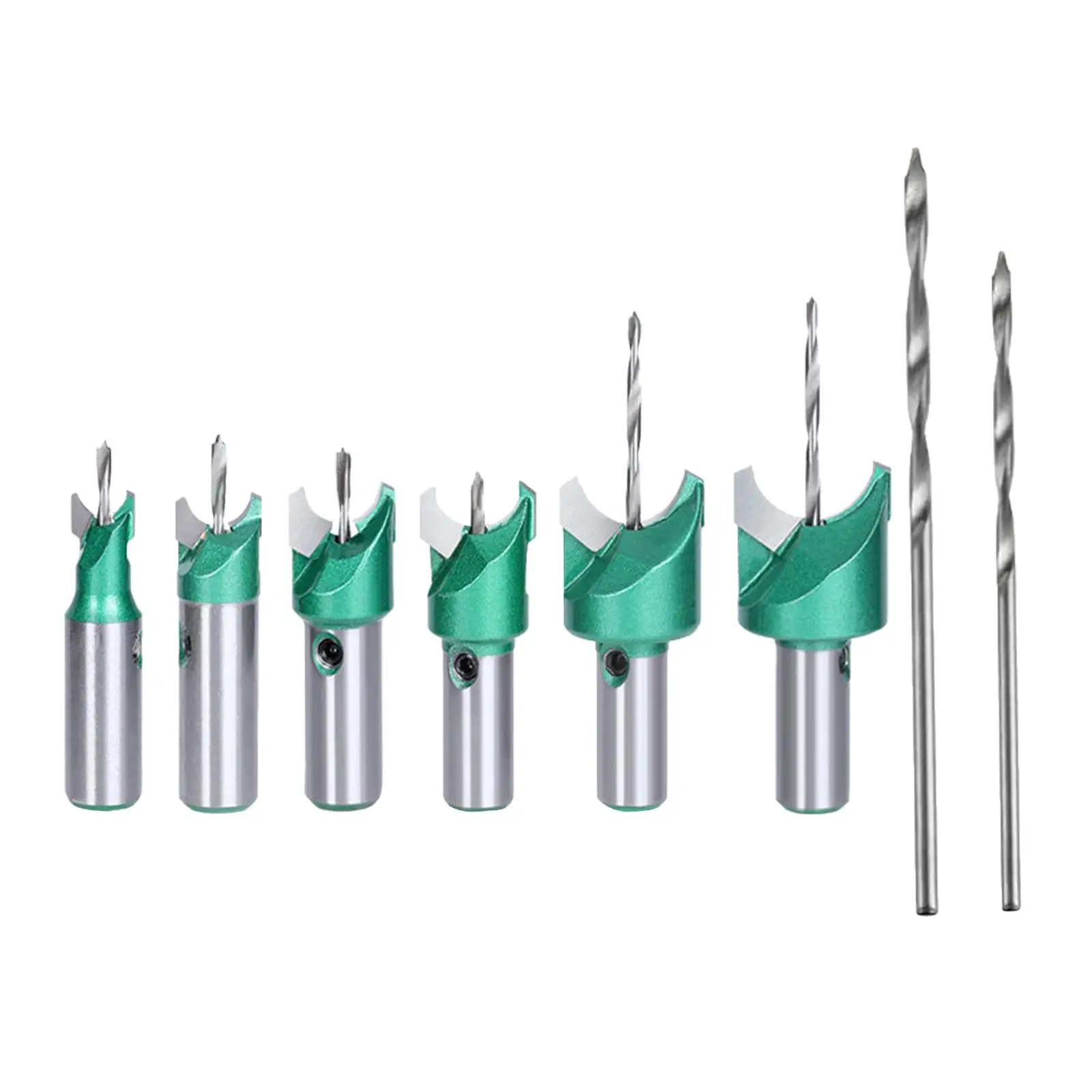 6 Pieces Wooden Bead Maker Beads Drill Bit and 2 Center Drill Bit Hand Tool Sharp Carbide Woodworking Bead Drill Bit for Ebony