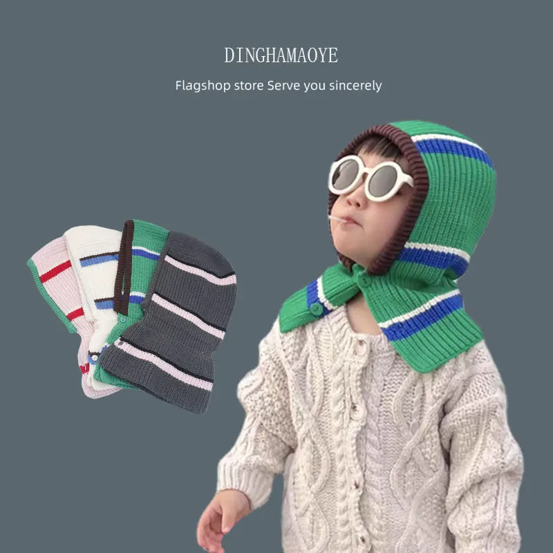 2 3 4 5 Years Old Winter Baby Knitted Hat Kids Boys Girls Beanies Earflap Snow Balaclava Windproof Warm Bonnets