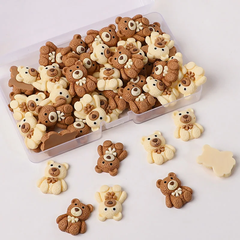 10/30/50 Stück Harz-Teddybär-Cabochons, flache Rückseite, DIY Scrapbooking, Bastelbedarf, Handy-Deko, Zubehör, Geburtstag, Party, Weihnachten, DIY-Geschenk – Detail 12