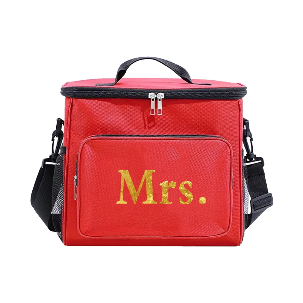 Customized Name Red Lunch Bag Lunch Box Insulated Handbag Waterproof Camping Storage Box Refrigerated Food Storage Box