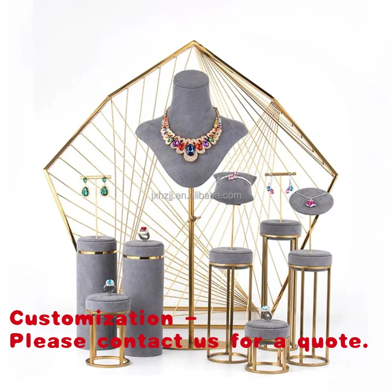 

custom.2025 Custom Shaped Luxury Portable Wood Jewelry Display Stand Showcase Earrings Necklace Bracelet Ring Props