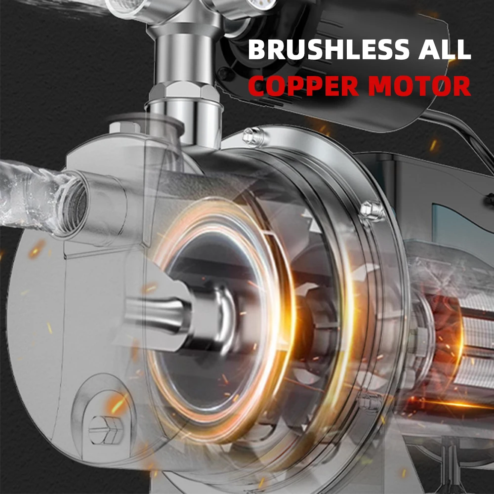 مضخة نفاثة 220 فولت 1500 وات مضخة فتيلة ذاتية مضخة معززة لمياه الصنبور مضخات شفط أوتوماتيكية منزلية صامتة من الفولاذ المقاوم للصدأ