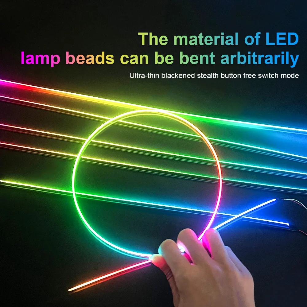 18 in 1 New LED Hidden Car Ambient Light Interior LED Black Hidden Acrylic Atmosphere Strip RGB 64/Full Colors Streamer Symphony