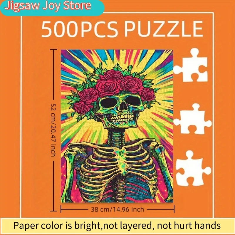 

Пазл, конструктор-головоломка из бумаги с дизайном кольца с черепом и розой, из плотного белого картона, подходит для сборки, декоративный пазл, для прихожей