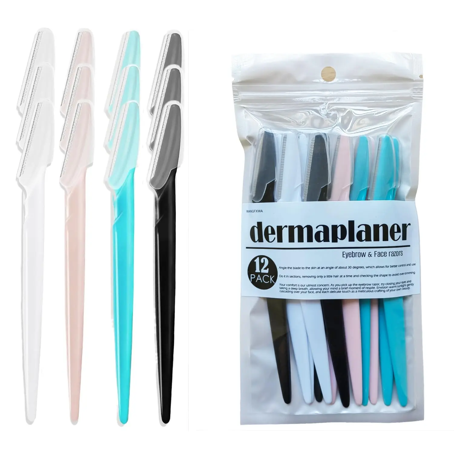 Dermaplane Razor for Women Men, Eyebrow Razors, Dermaplaning Tool, Face Shaver, Peach Fuzz Remover, 12pcs