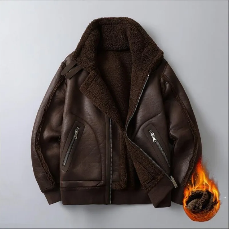 

New Winter Outcoat Men's Two-sided Thick and Fleece Fur Jacket Cotton-padded Coat Are Casual Fashionable and Trendy Outerwear