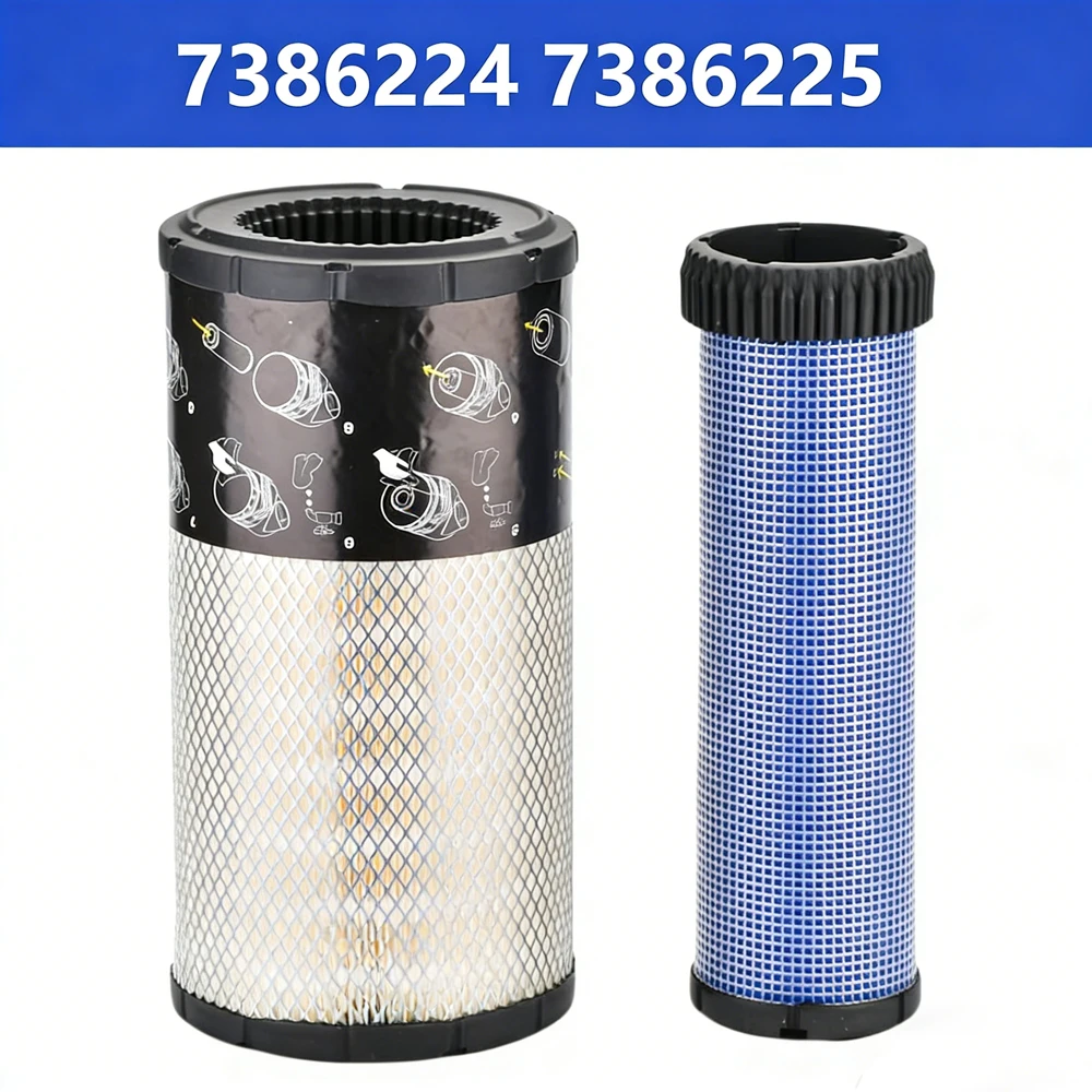 Air Filter Kit 7386224 7386225 For Bobcat Skid Steer Loader S62 S64 S66 S76 & Bobcat Compact Track Loader T62 T64 T66 T76
