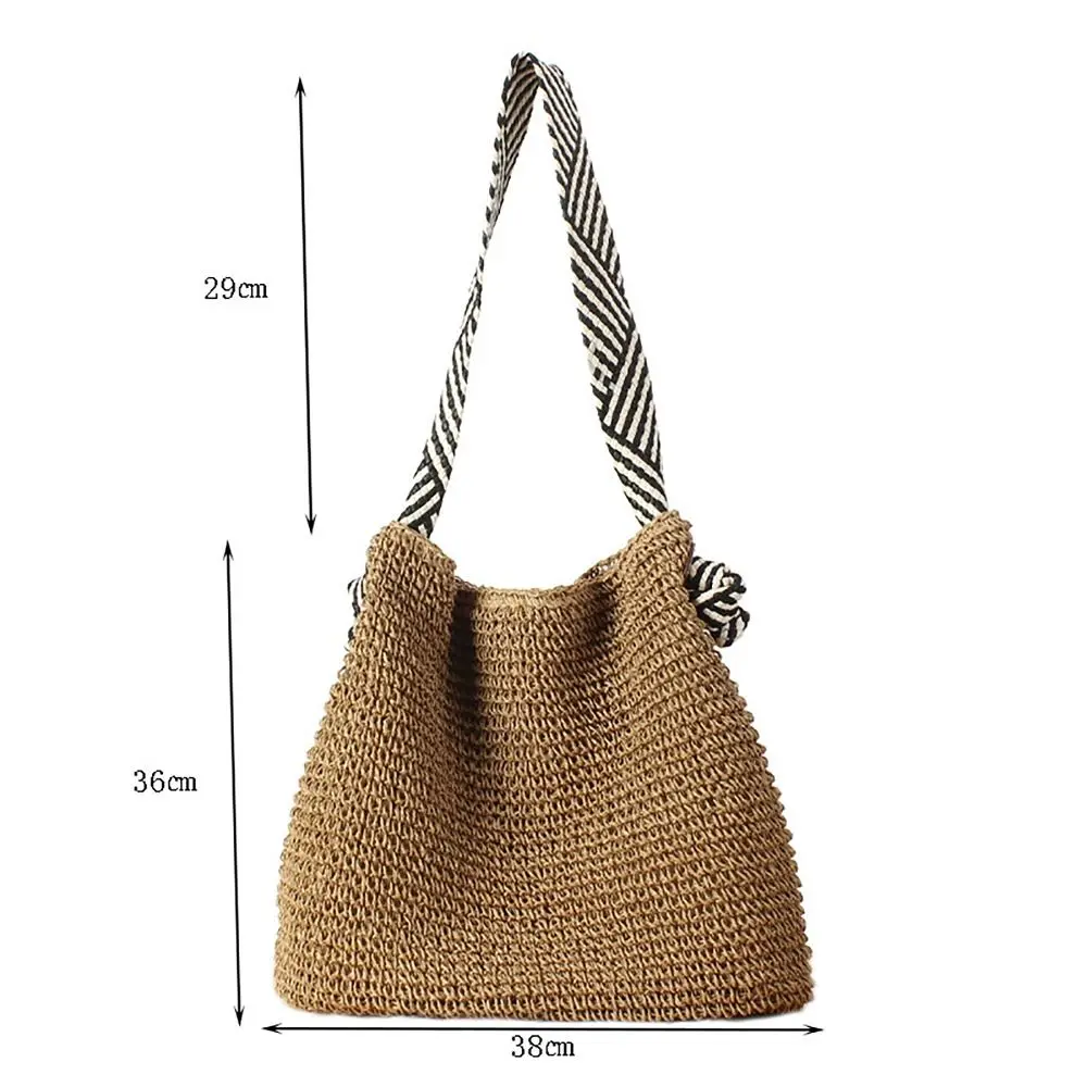 Straw Woven Straw Beach Bag Fashion Large Capacity Knot Shoulder Straps Single Shoulder Bag Tote Bag Travel