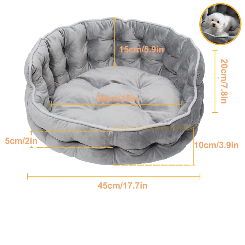 Benepaw Warm Small Dog Bed Washable Luxury Pet Sofa Couch Super Soft Fluffy Non-Slip Sleeping Cat Puppy Bed Easy To Clean