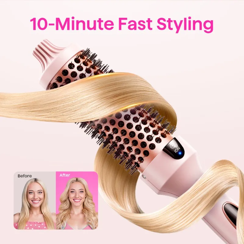 

A65Z Tourmaline Negative Technology Heated Round Brush 31Mm Barrel EU Plug For Blowout Look Suitable For All Hair Qu