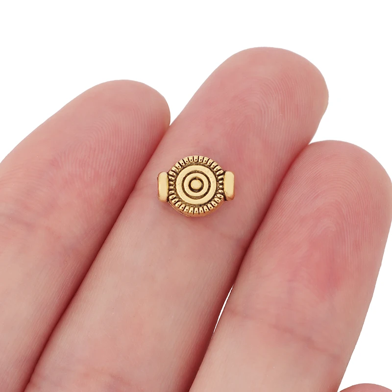 

100pcs Flat Spiral Swirl Round Spacer Beads Doble Sided for DIY Bracelet Jewelry Making Accessories Antique Gold