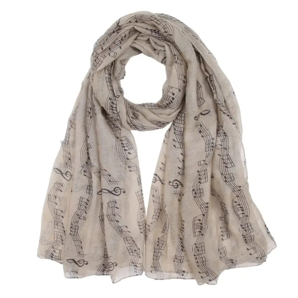 Bufanda colorida con estampado de notas musicales, 180x80cm, suave, nota Musical, chal Floral, transpirable, informal, envoltura Floral de notas musicales para mujer