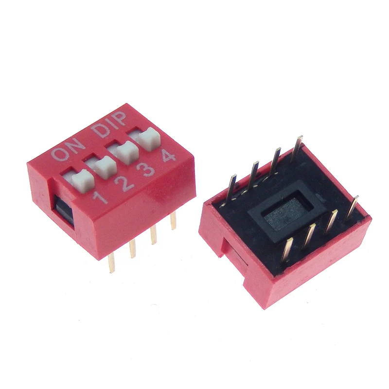 10PCS Slide Type Switch Module 1 2 3 4 5 6 7 8 9 10 12 Bit 2.54mm Position Way DIP Red Pitch Toggle Switch Red Snap Switch