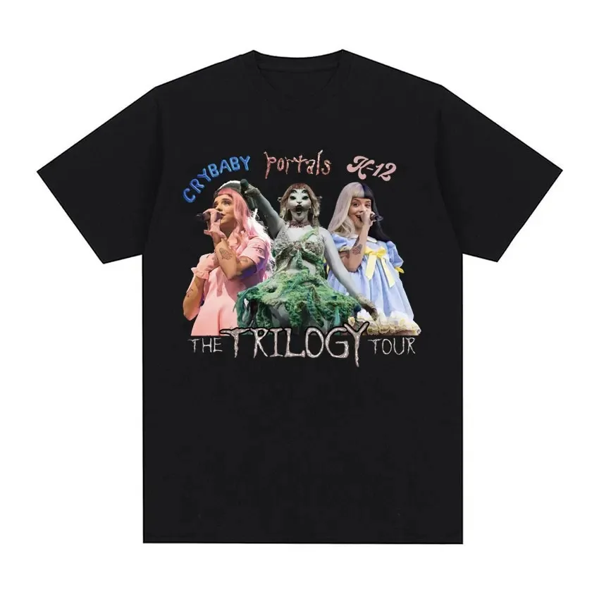 Summer New Fashion Singer Melanie Martinez Trilogy Eras Tou Cotton Print Casual Women\'s T-Shirt Oversized Versatile Short Sleeve