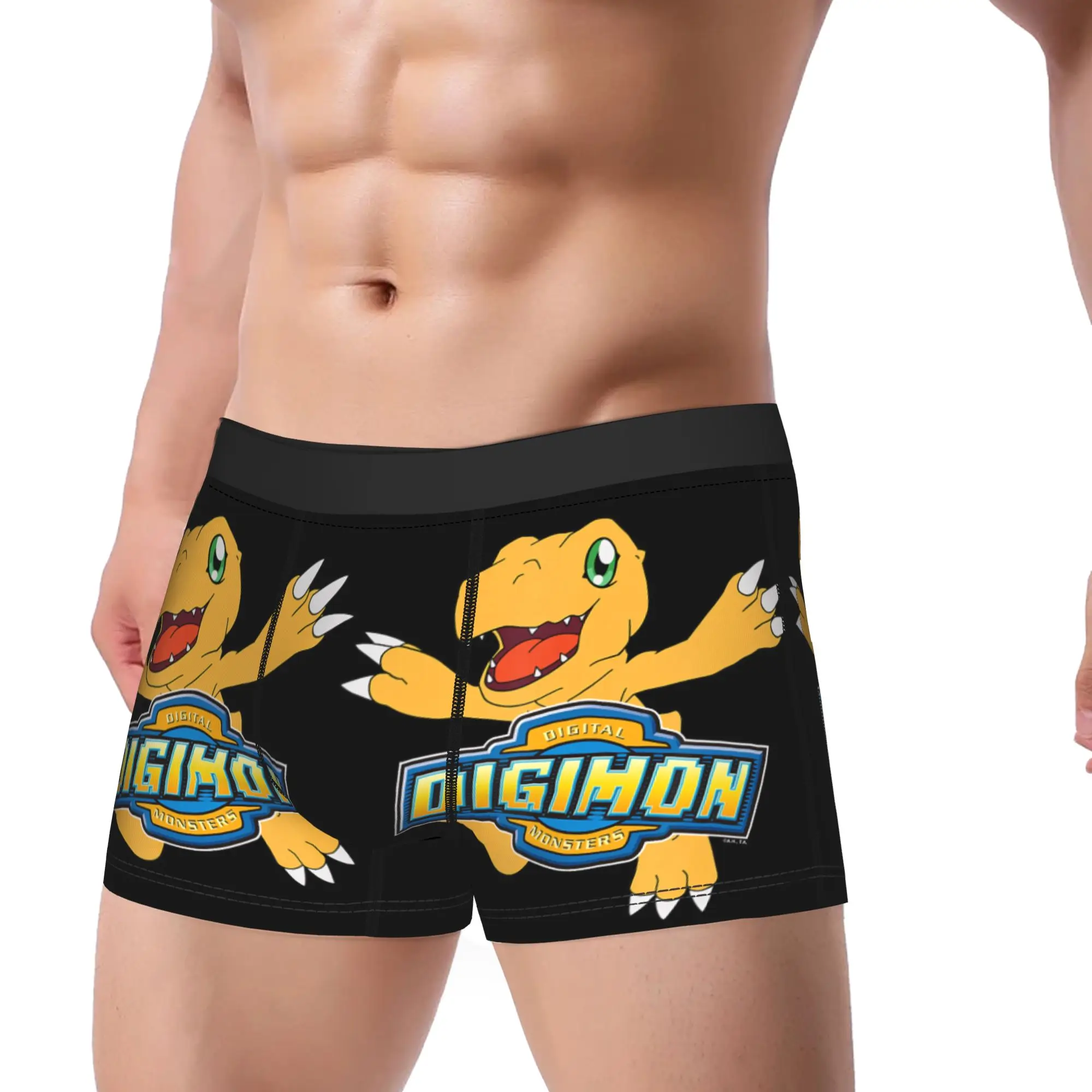 Digimon Aguman Action Pose with Logo Digital Monsters Underpants Men's Underwear Sexy Shorts Boxer Briefs
