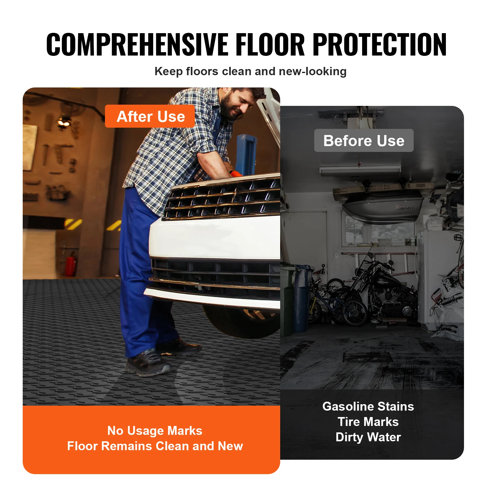 VEVOR Garage Tiles Interlocking Garage Floor Covering Tiles Non-Slip Double-Sided Texture for Garages Basements Repair Shops