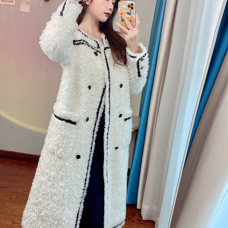 Women Winter Clothes Real Fur Coat Sheep Shearing Jacket Female Long Elegant Ladies Genuine Wool   h Outwear X737