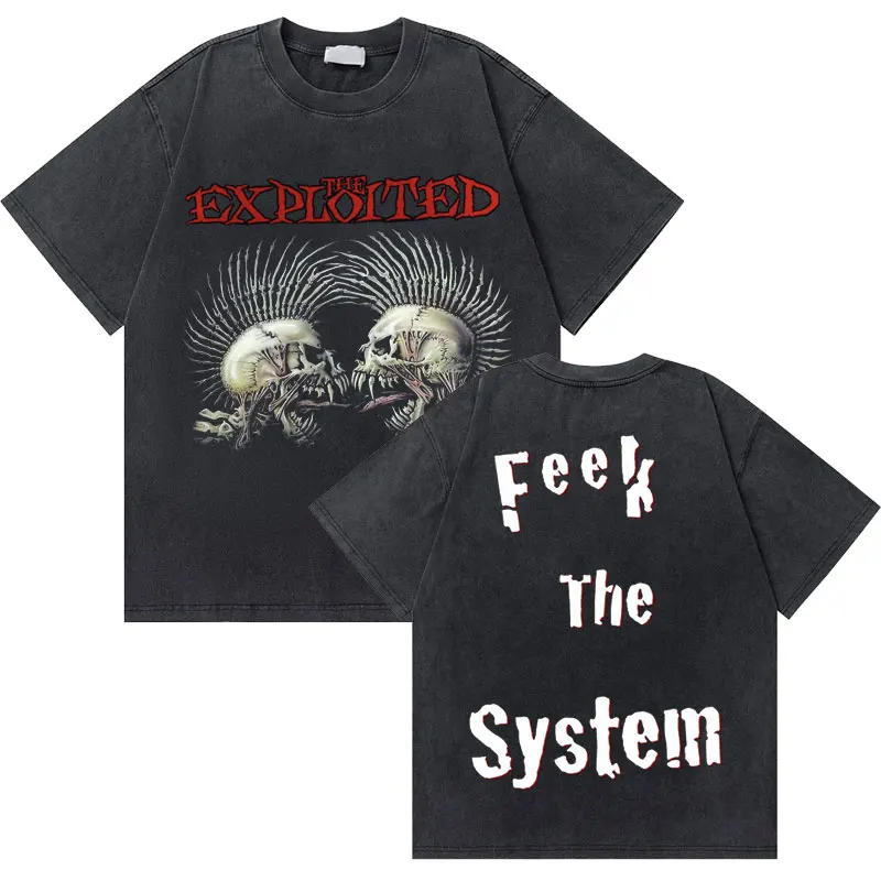 Custom Washed Vintage Rock Band The Exploited Disorder Tour 2026 T-shirt Men Hip Hop Gothic T Shirt Men's Punk Oversized Tee Str