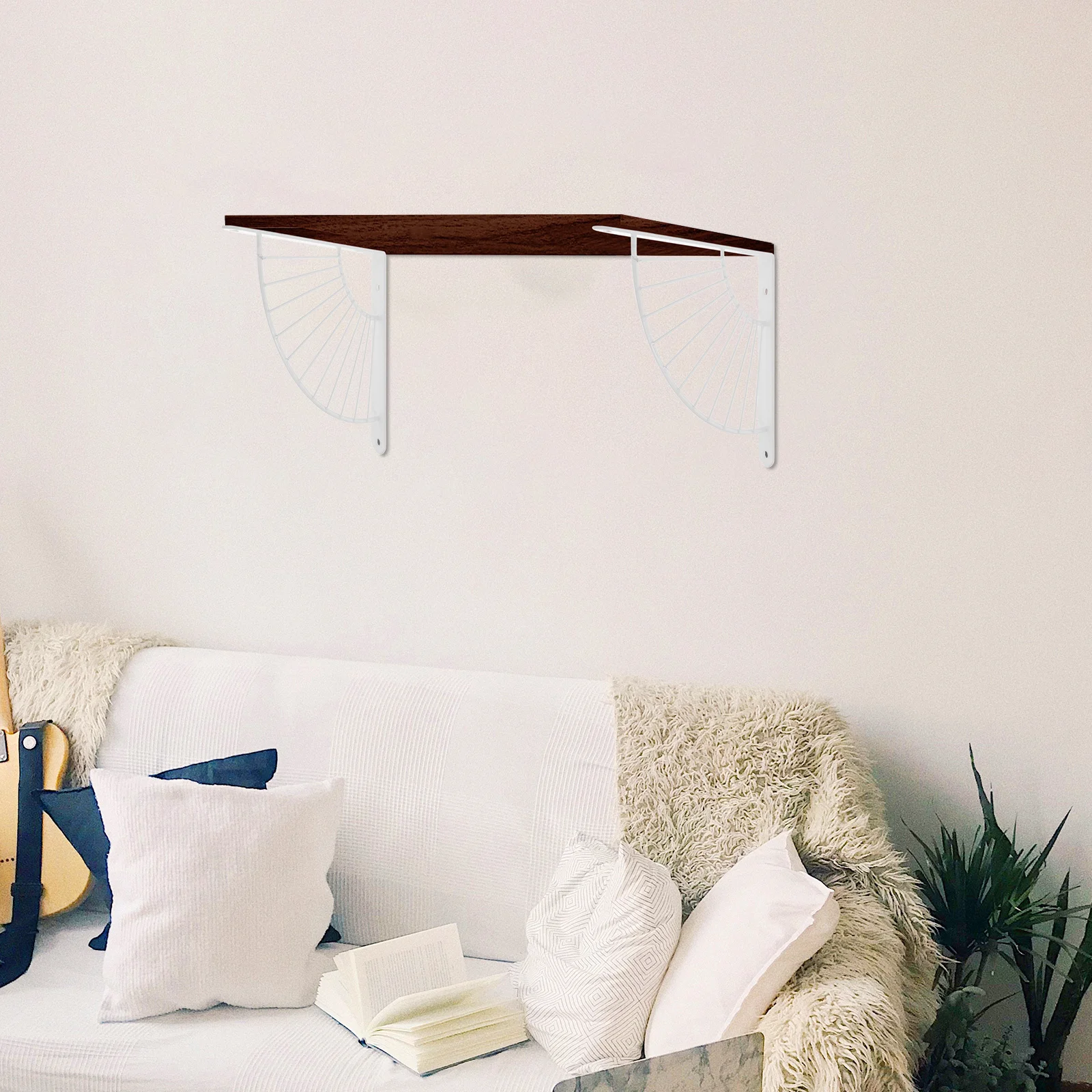 

2pcs Wall Mounted Shelf Brackets Heavy Duty Metal Foldable Supports for Bathroom Home Office Sturdy Shelf Anchors Iron