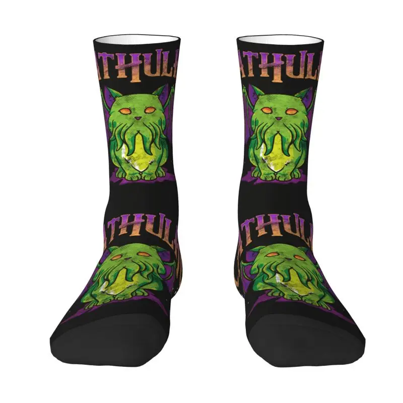 Cool Mens Cute Cathulhu Cat Dress Socks Unisex Warm Comfortable 3D Printed Cthulhu Monster Crew Socks