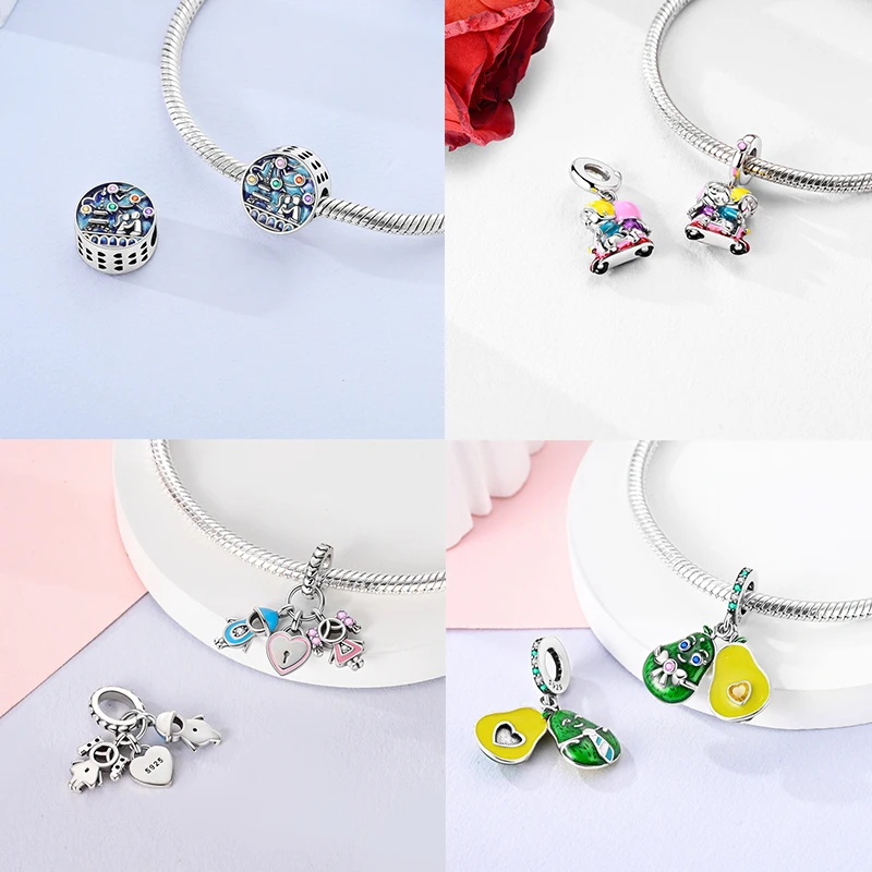 925 Sterling Silber Liebesherz-Charm-Perlen Paar Romantisch Passend für Original-Armband Valentinstag Jahrestag DIY Damenschmuck – Detail 5
