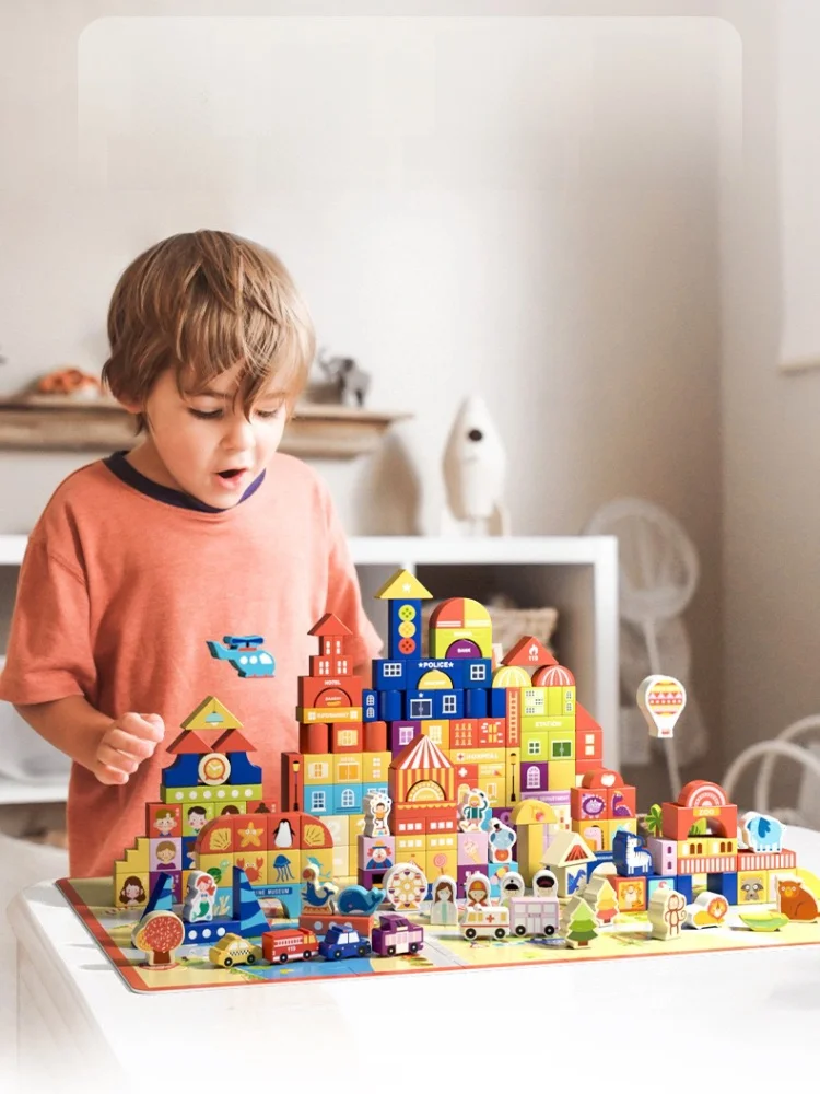 

Деревянные строительные блоки Eonal для детей: большие кольцевые элементы для раннего развития - для мальчиков от 3 лет