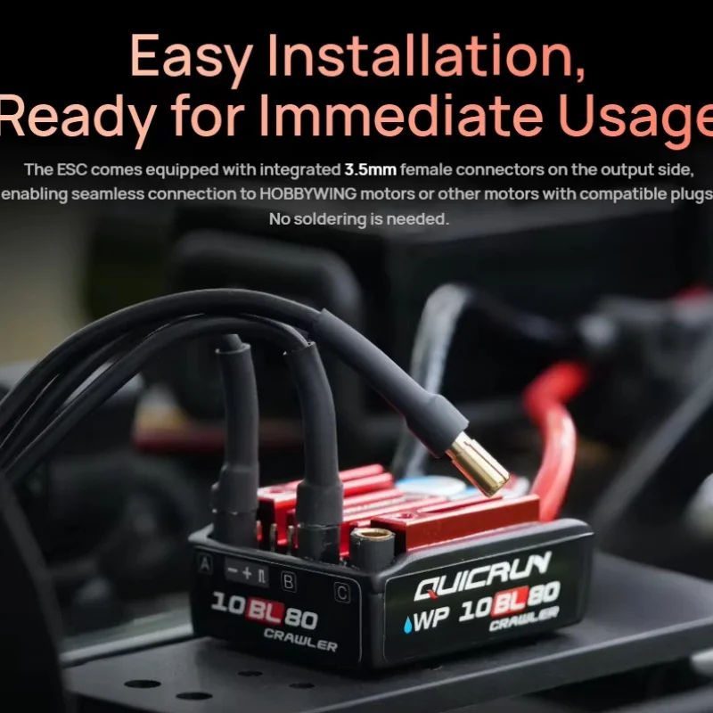 Hobbywing QUICRUN WP‑10BL80 Crawler Waterproof Brushless ESC 80A Electronic Speed Controller for 1/10 RC Off-road Climbing Car