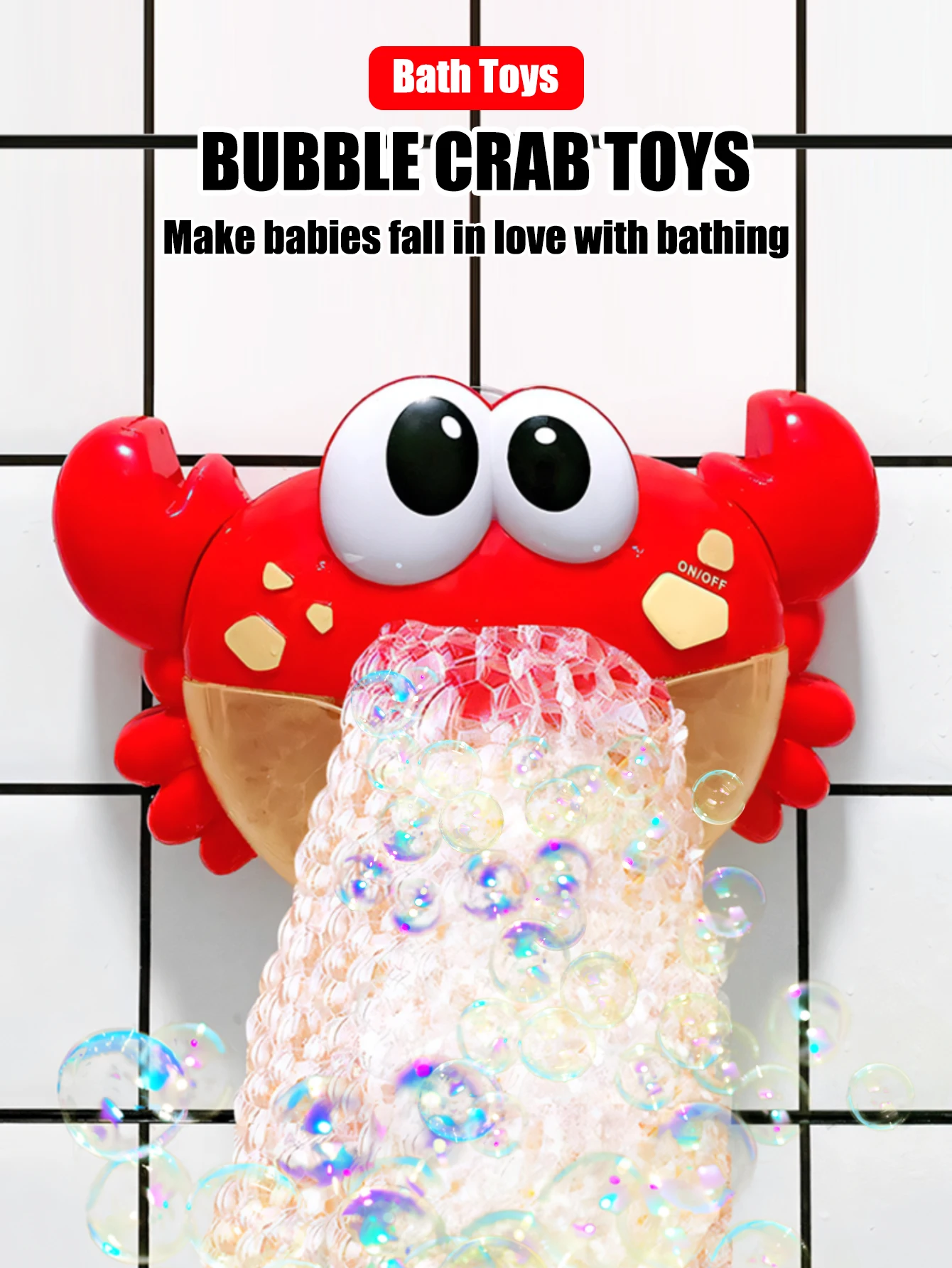 1pcs Kids Green Frog/Red Crab Spit Bubble Machine Baby Bath Toys Kids Bathtub Water Play with Music,Surprise Gift for Boys Girls image 6
