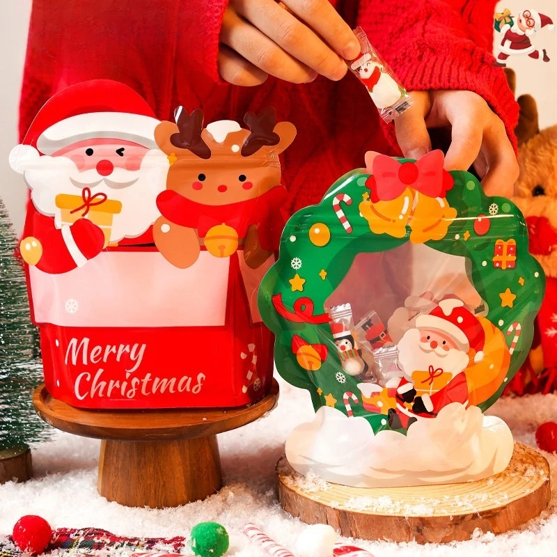 Christmas Eve Christmas Gift Bag Kindergarten Socks Gift Bag Snack Cookies Candy Packaging Bag Self-sealing Cute