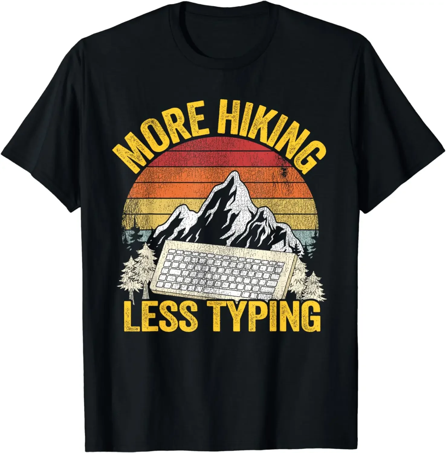 Vintage T Shirt  Men Clothing  T Shirt Homme More Hiking Less Typing Keyboard Hiker Jokes Retro Hiking T-Shirt