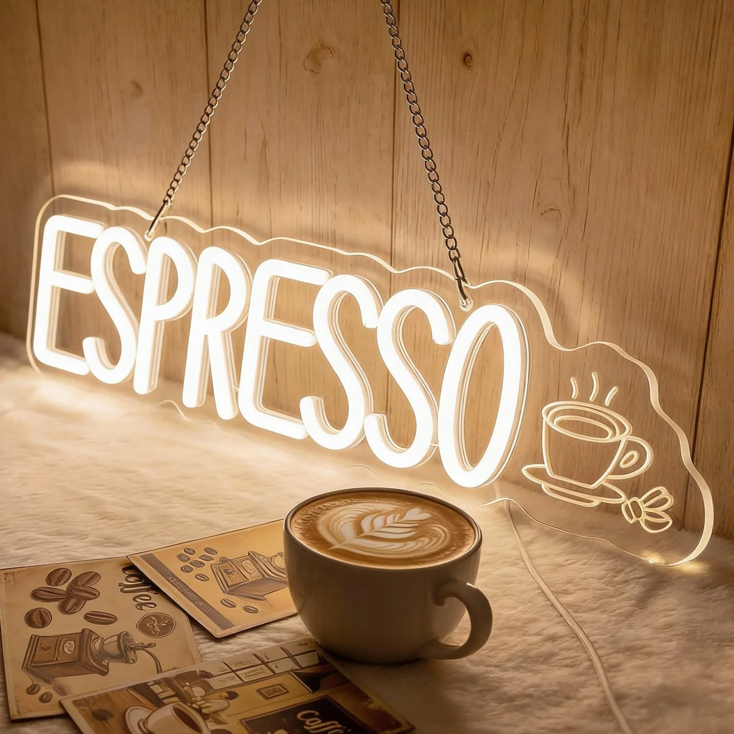 Espresso Neon Schild LED Coffee Neon Licht mit USB und Dimmbar