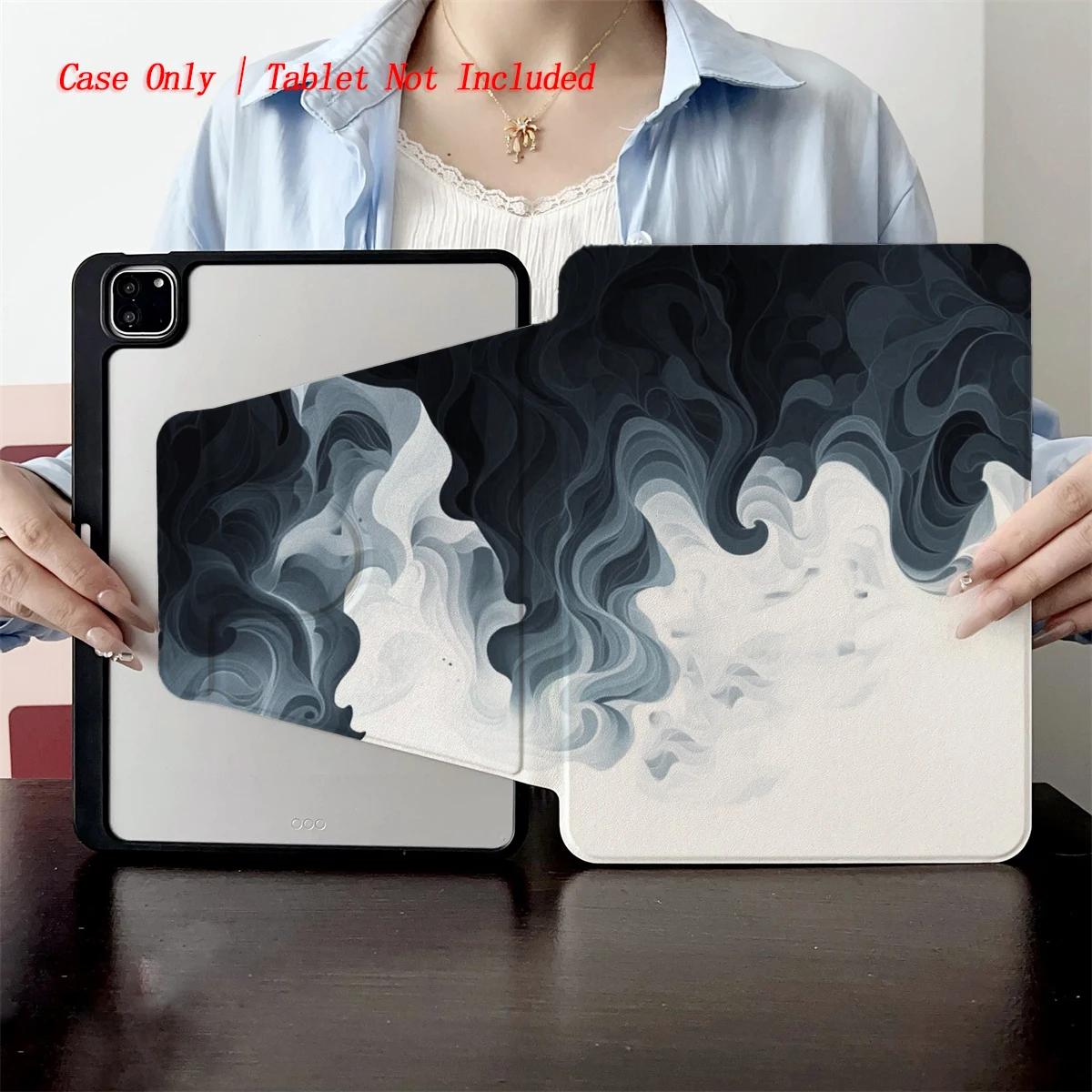 

Dynamic White Flames Design iPad Case for 9th Gen 10.2/8th Gen Shockproof Bumper Multi-Angle Stand