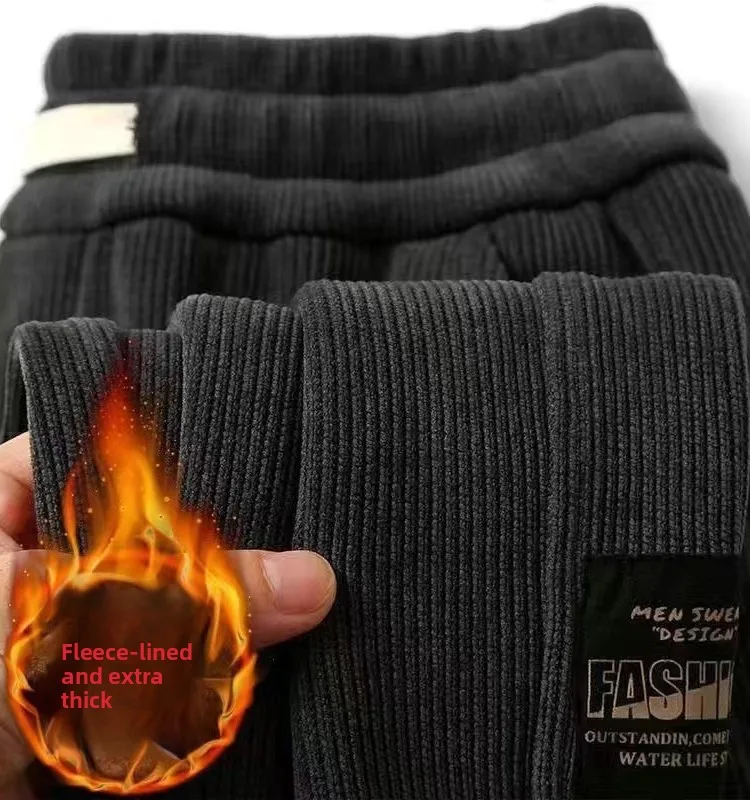 

Мужские повседневные вельветовые спортивные брюки, теплые утолщенные зимние брюки для отдыха с карманами, длинные брюки с низкой талией для молодежи